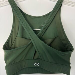 ALO Yoga Olive Green Crisscross Sports Bra